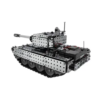 

952PCS 2.4G RC Military Tank DIY Assembly set Stainless Steel Remote Control Model Toy Built-in 3.7V 300MAh lithium battery
