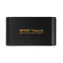 SPDIF Toslink Digital Optical Audio 4 Inputs 2 Outputs True Fiber Matrix Converter with Remote