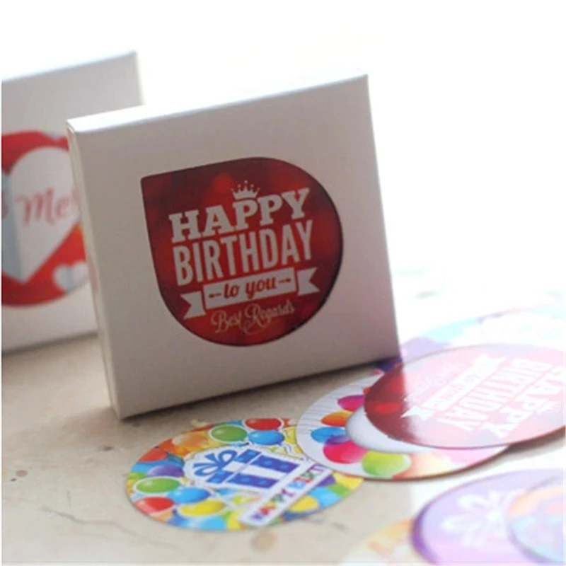 38pcs New Cute Happy Birthday Paper Lable Sealing Stickers Crafts Scrapbooking Decorative Lifelog DIY Stationery Heart | Канцтовары для