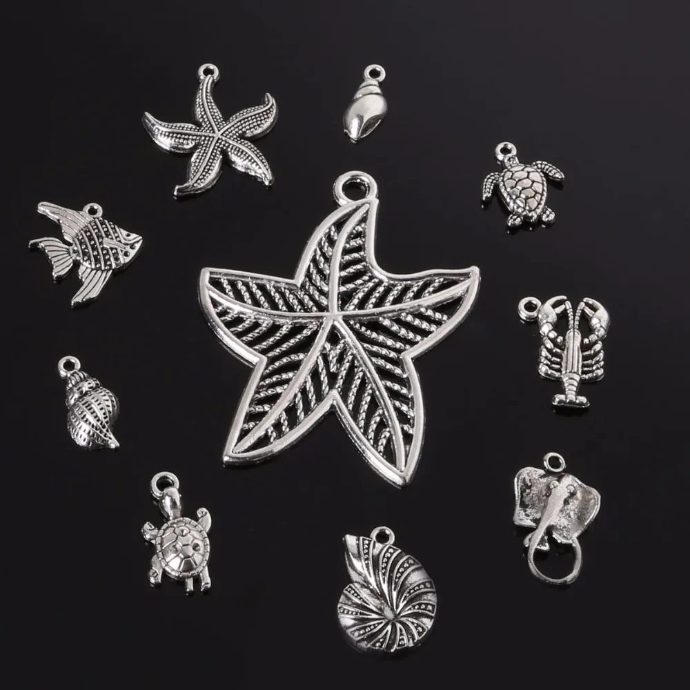 

78pcs Antique Silver Plated Fish & Dolphin Charms Metal Vintage Charm Pendant Mixed Styles Fashion Jewelry Findings for DIY