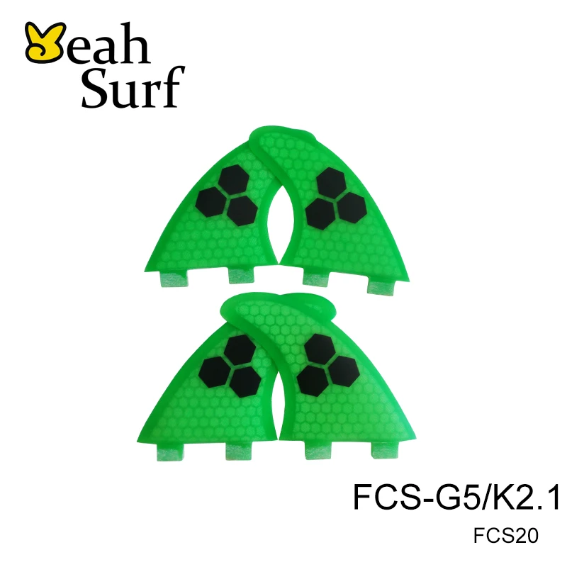 

FCS Fins Surfboard Quad Fin G5/K2.1 Green Fibreglass Surf Quilhas Surf FCS