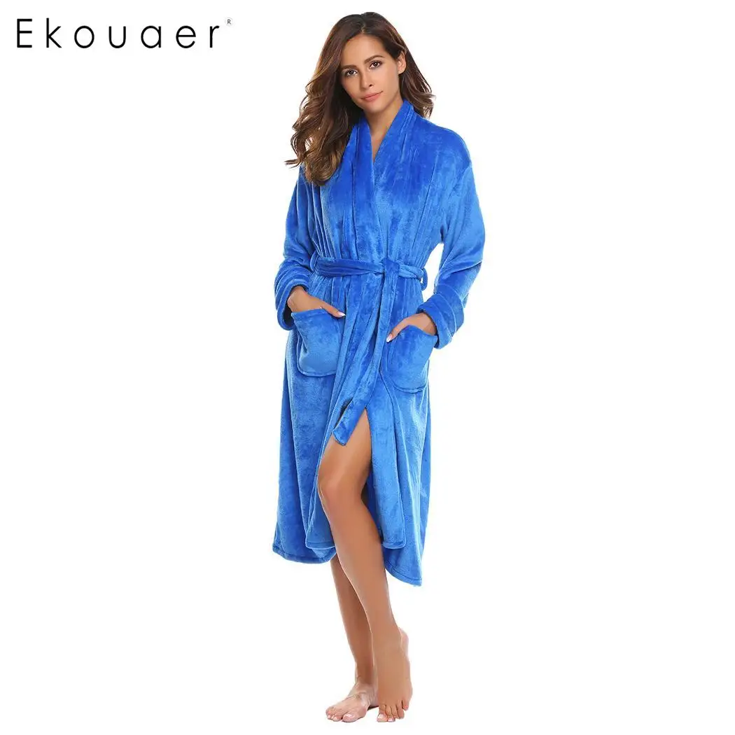 Женское нижнее белье Ekouaer мягкая теплая длинная флисовая плюшевая однотонная