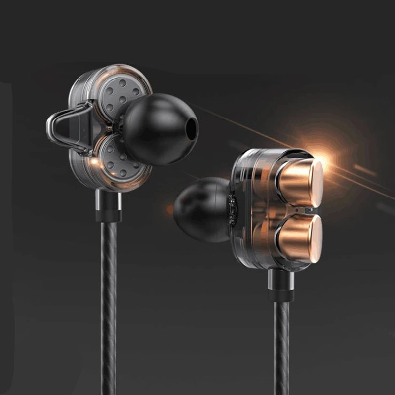 

HANTOPER HY02 Double Unit Drive In Ear Earphone Bass Subwoofer Earphone HIFI DJ Monito Running Sport Earphone Headset Earbuds