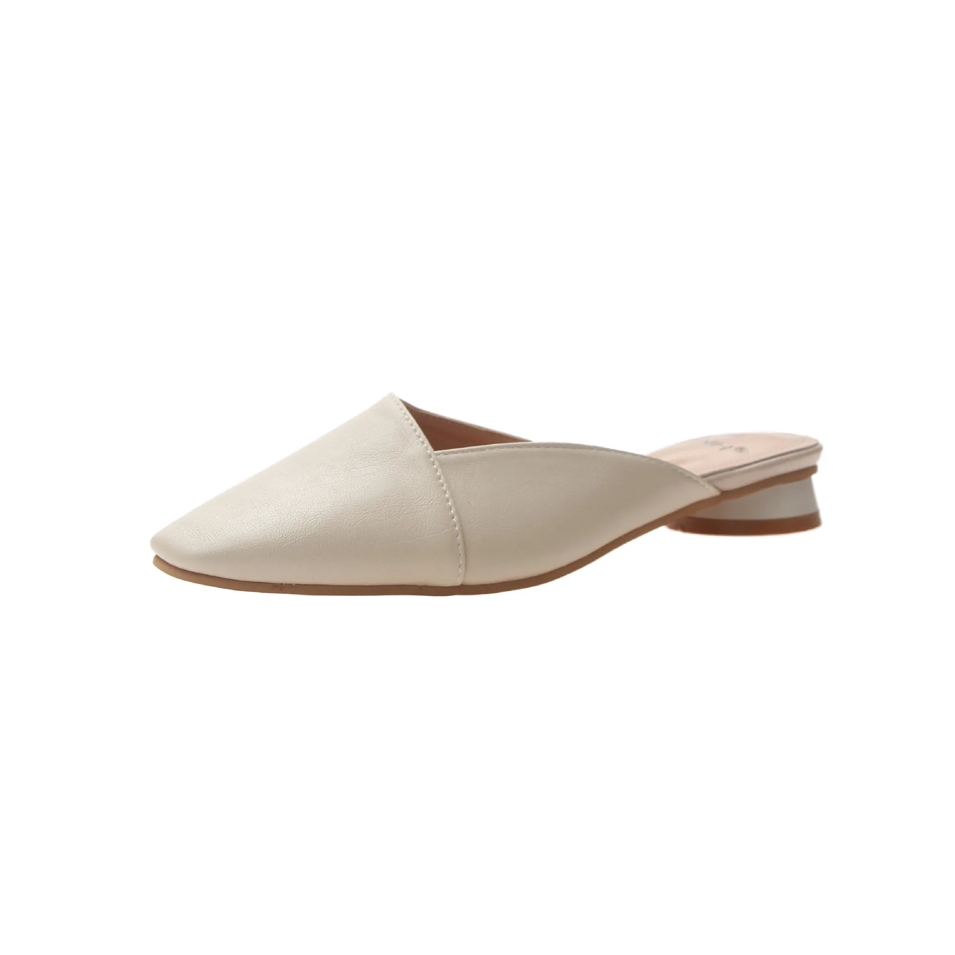 

Summer Women Flat Shoes 2019 Fashion Mules For Women PU Leather Low Heel Slip On Flip Flops Square Toe Slippers Slides