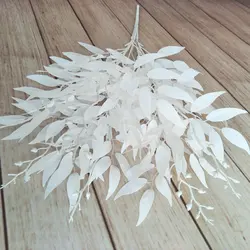 Elegant Artificial White Silk Flower Arrangement with Willow Leaves and Greenery for Wedding Decor or Home Vase Display (White)