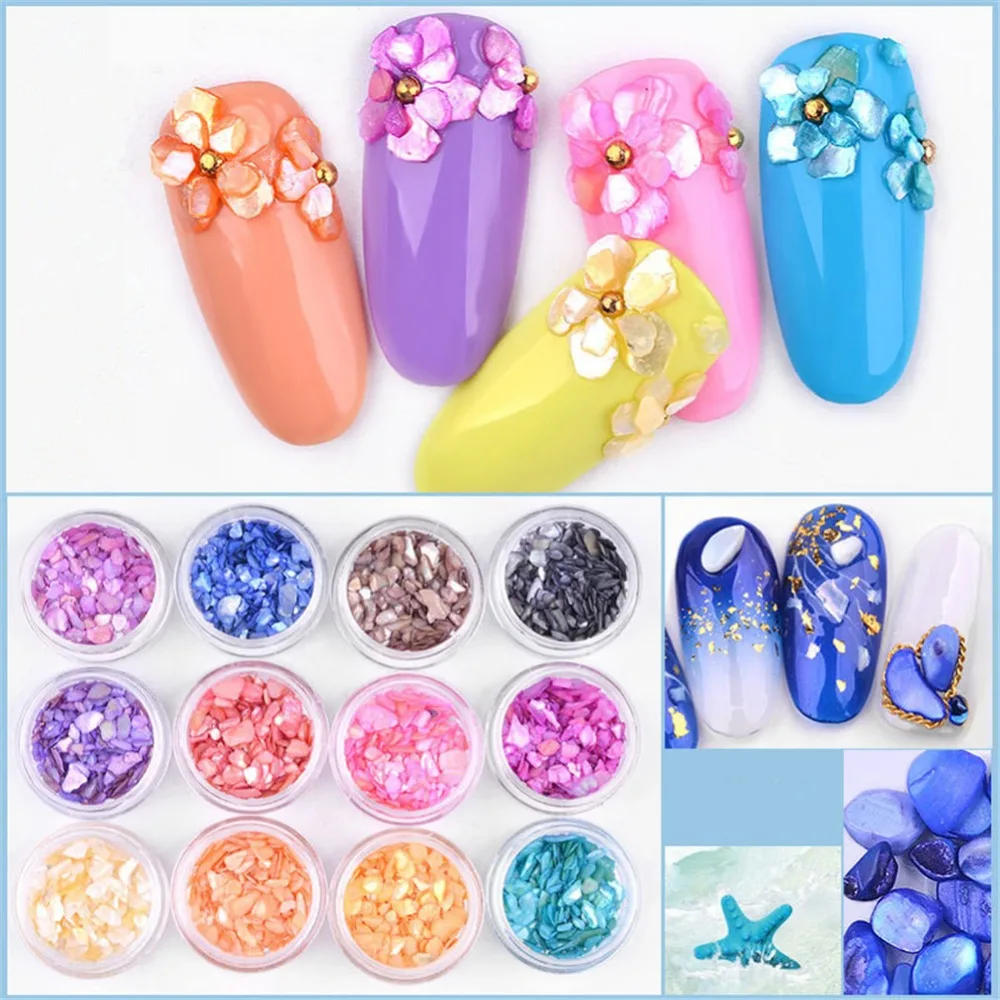 

Beautiful Natural Sea Texture Shell 3d Glamour Nail Art Decoration Slice DIY Beauty Salon Nail Sticker Tool Color Stone Nail Art