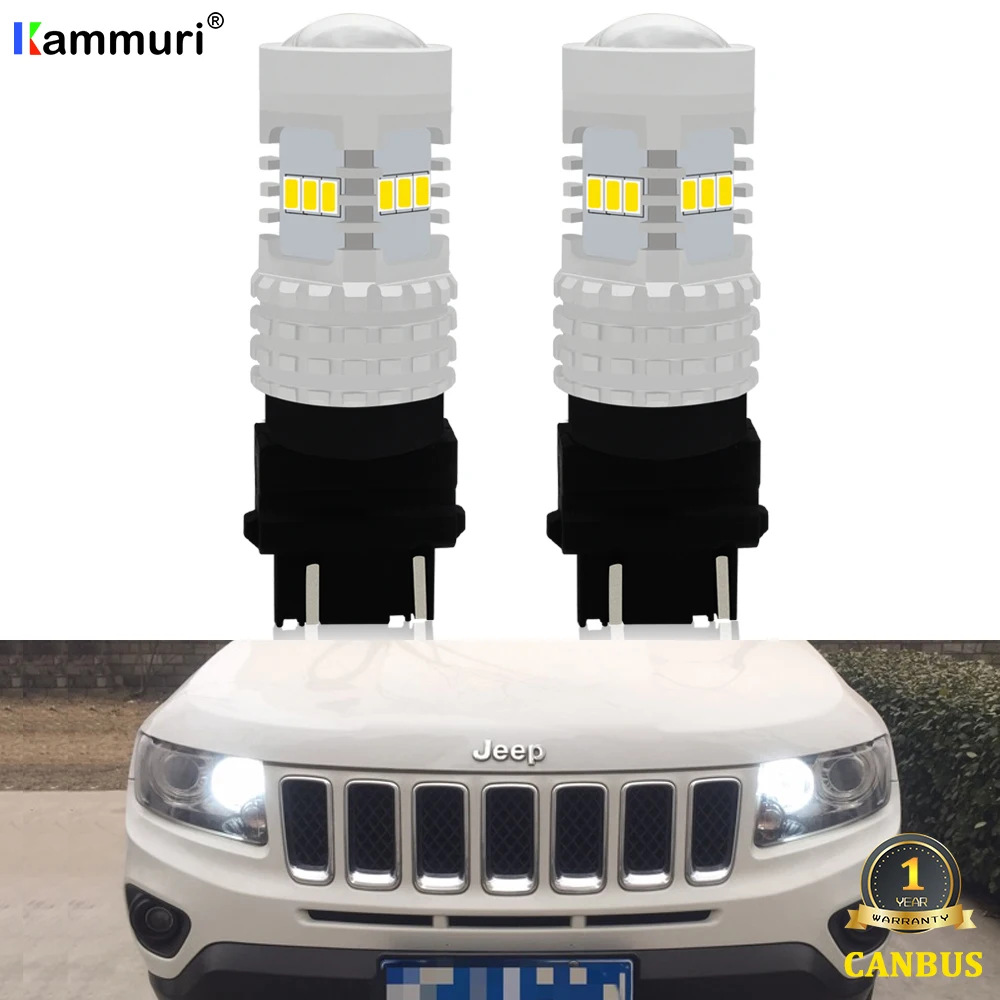 

KAMMURI HID White Canbus 3157 P27/5W P27 7W T25 LED Bulbs For Daytime Running Lights, DRL For 2011 and up Jeep Grand Cherokee