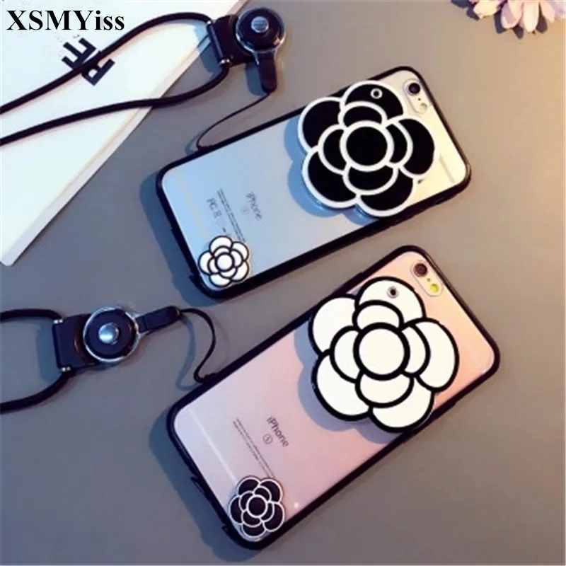 

XSMYiss 3D Camellia Plant Flower Makeup Mirror Phone Case For iphone 11Pro X XS MAX XR For iphone 8 7 6 6S Plus Back Cover Capa