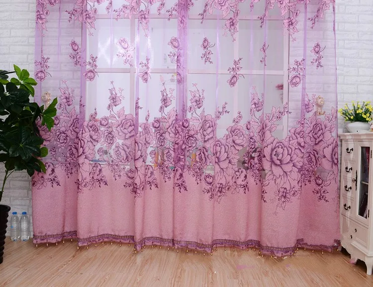 Современные плотные тюлевые Оконные Занавески для гостиной фиолетового цвета шампанского, верхние занавески