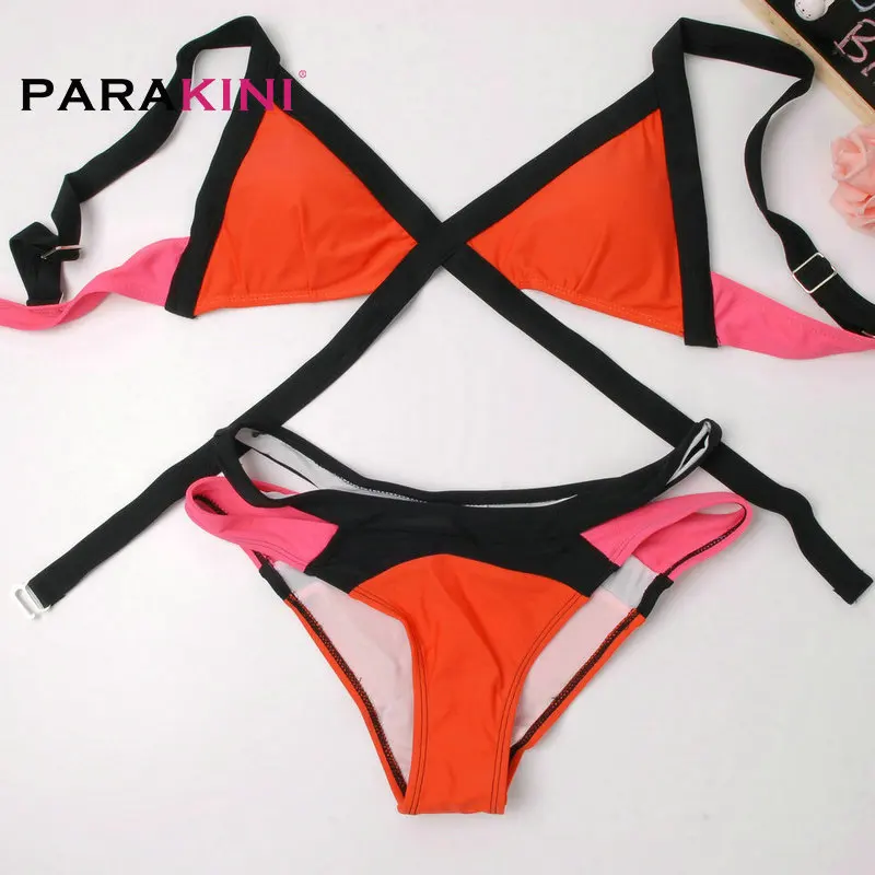 PARAKINI 2018 Summer New Swimsuit Sexy Bandage Bikinis Set Women Contrast Color Swimwear Brazilian Biquini Trikini Plus Size XL PARAKINI 2018 Summer New Swimsuit Sexy Bandage Bikinis Set Women Contrast Color Swimwear Brazilian Biquini Trikini Plus Size XL