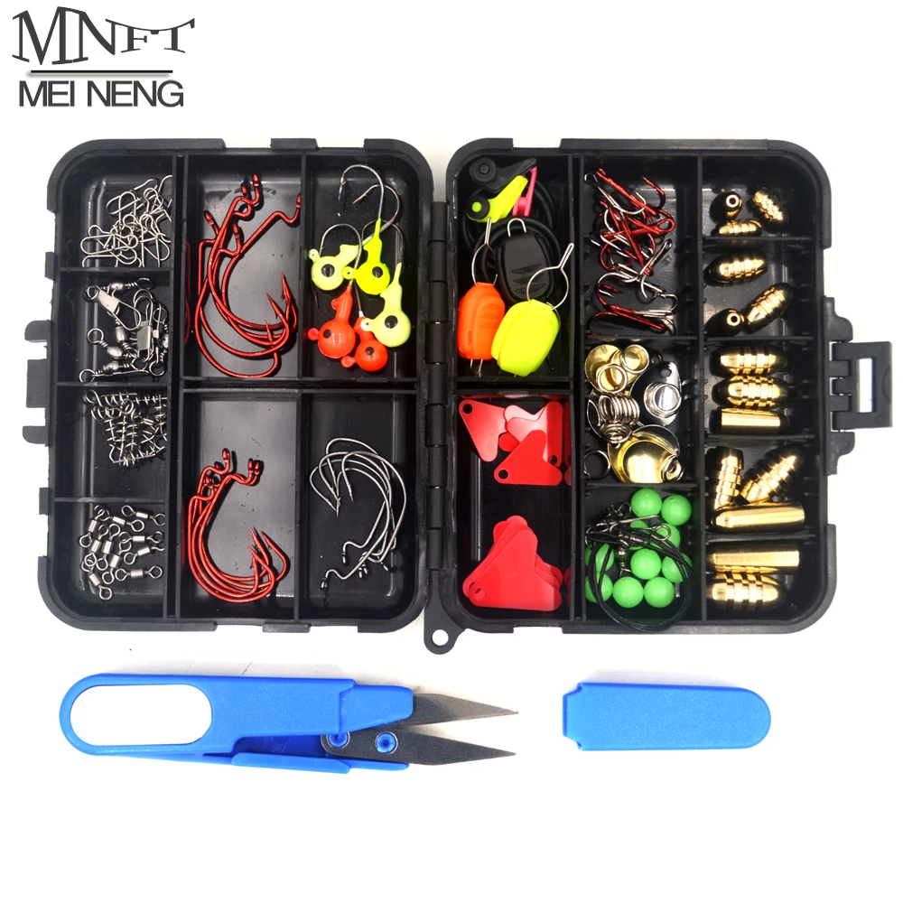 Mnft 129pcs Fishing Accessories Tackle Kit Hooks Swivels Weight