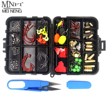 

MNFT 129Pcs Fishing Accessories Tackle Kit Hooks Swivels Weight Sinker Interlock Snap Freshwater Saltwater Fishing Tool Box Kit