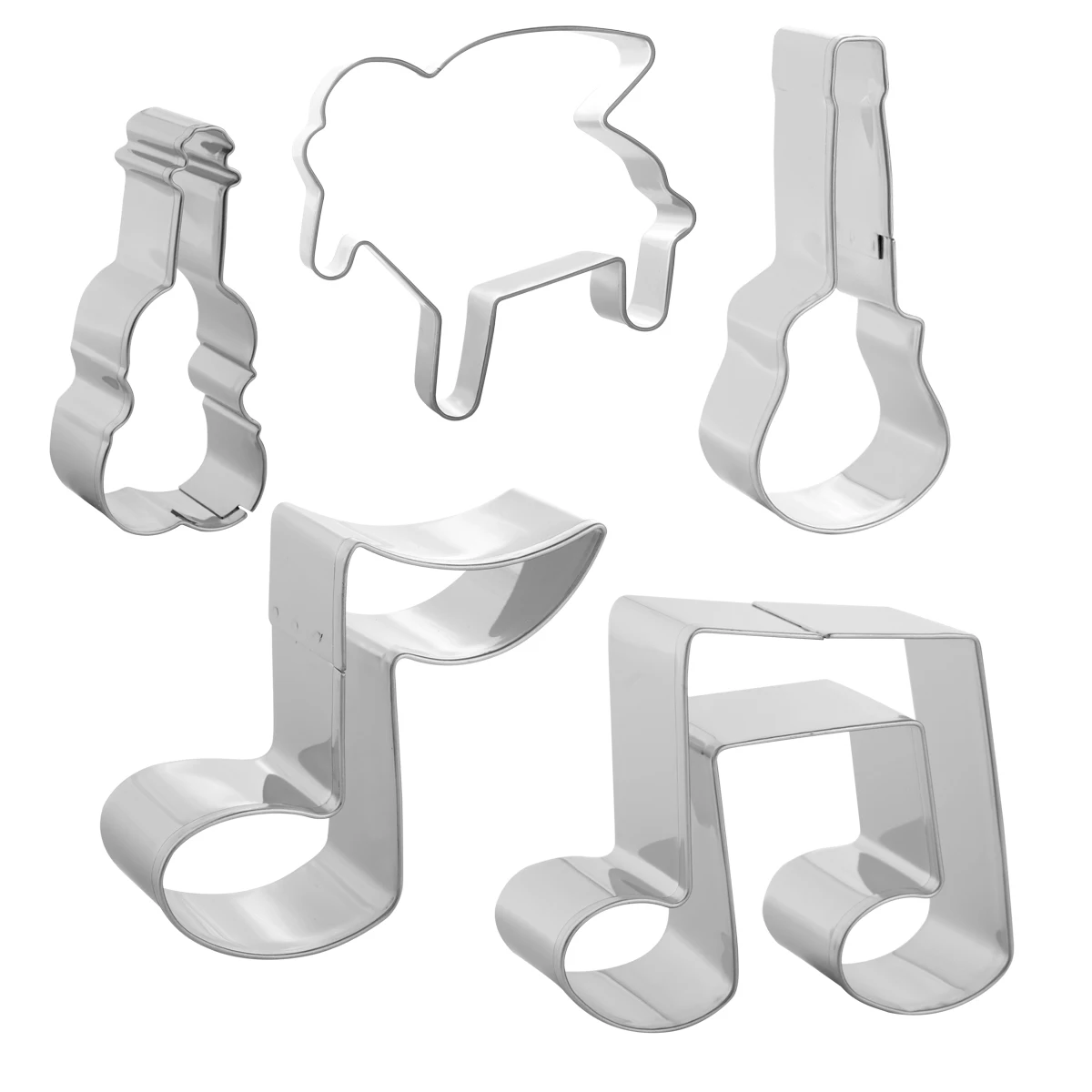 

Music Note Cookie Cutter Set-5pcs-Guitar,Violin,Piano,Quaver,Two Octaves-Stainless Steel Decorating Tools Fondant Cutters Mold