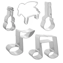Music Note Cookie Cutter Set-5pcs-Guitar,Violin,Piano,Quaver,Two Octaves-Stainless Steel Decorating Tools Fondant Cutters Mold Music Note Cookie Cutter Set-5pcs-Guitar,Violin,Piano,Quaver,Two Octaves-Stainless Steel Decorating Tools Fondant Cutters Mold