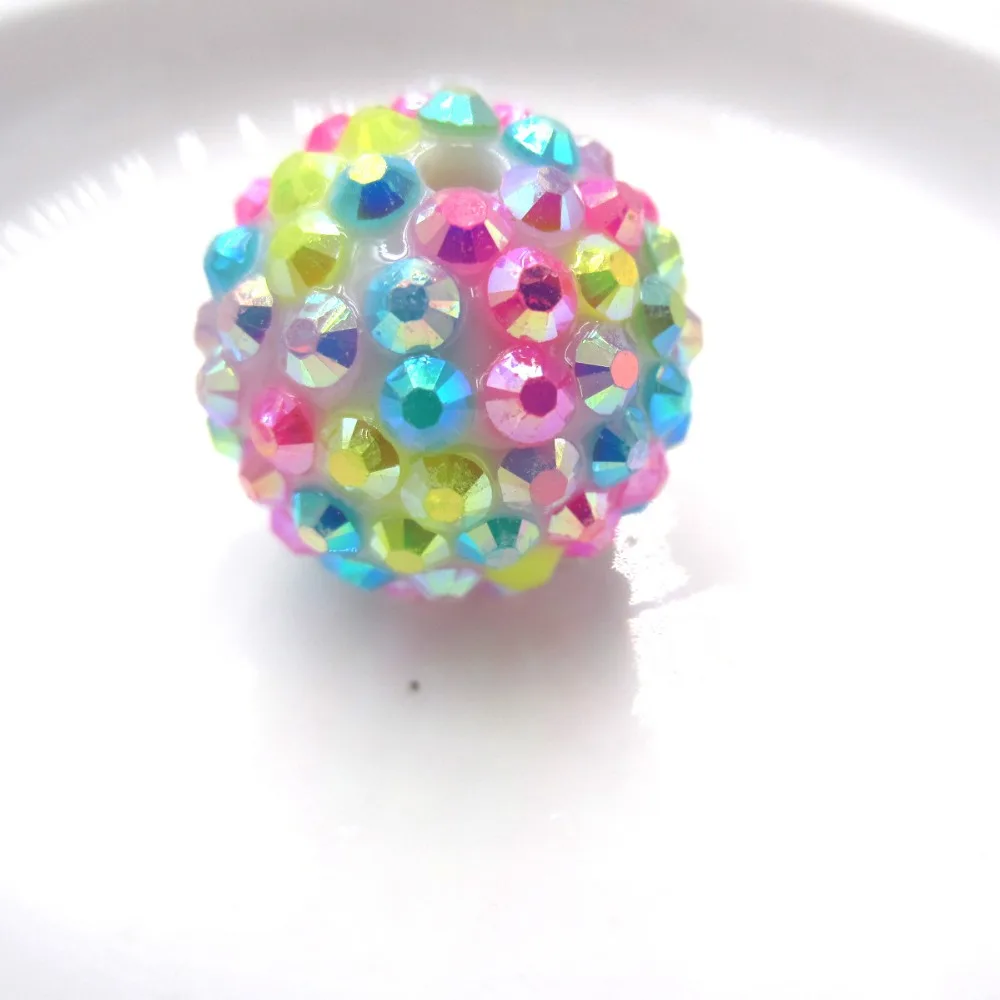 

New Arrival Colorful 20mm Chunky Resin Rhinestone Ball Beads DIY Bubblegum Girl Necklace Accessories Straight Hole Loose Beads