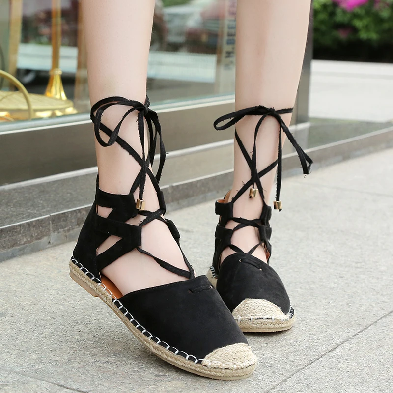 

2018 Vintage Strappy Women Sandals Criss Cross Gladiator Sandals Summer Slippers Slides Espadrilles Women Shoes Sandalias Mujer