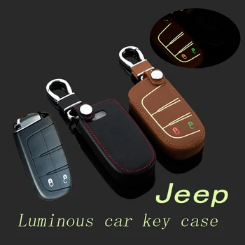

leather car key bag Case Cover For Jeep Cherokee Grand Cherokee Wrangler Compass Patriot Smart Key Protective holder keychain