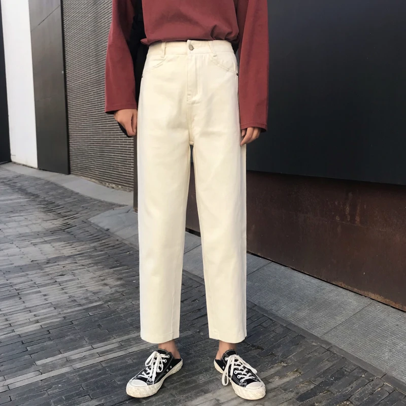 2019 Real Sale Mom Jeans Women's Loose Irregular Seam Jeans In Autumn And Winter High Waist Straight Trousers Wide Legs Student