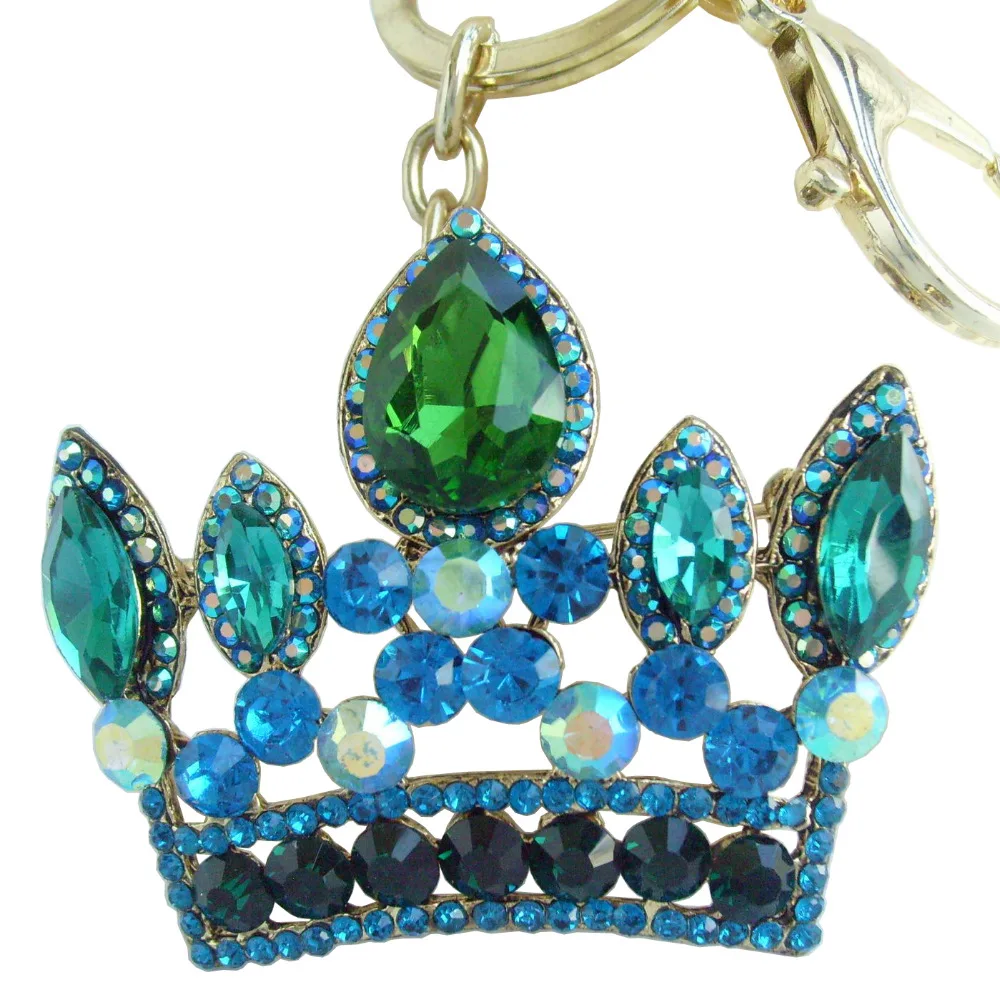 Crown Keychain Pendant Green Rhinestone Crystal K05050C5crown