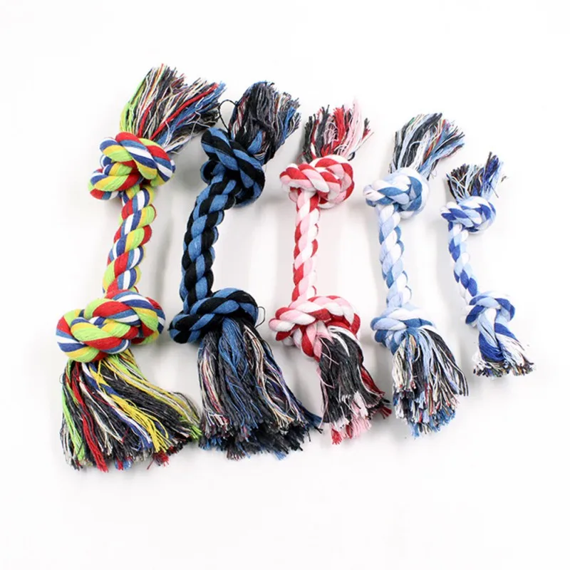 

1PC 18/23/25/30cm Pets dogs pet supplies Pet Dog Puppy Cotton Chew Knot Toy Durable Braided Bone Rope Funny Tool (Random Color)