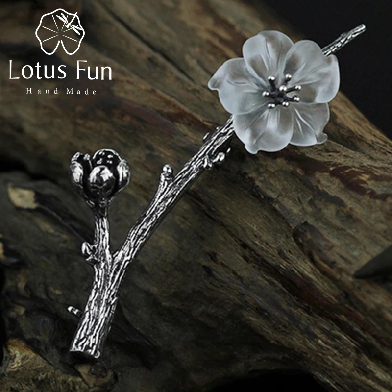 

Lotus Fun Real 925 Sterling Silver Natural Quartz Designer Handmade Fine Jewelry Flower in the Rain Design Women Brooches Pin
