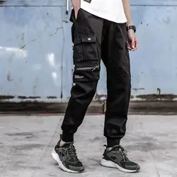 Японский Стиль Мода бегунов Брюки Для мужчин свободный крой большой карман брюки-карго Hombre уличная Slack нижняя хип-хоп шаровары