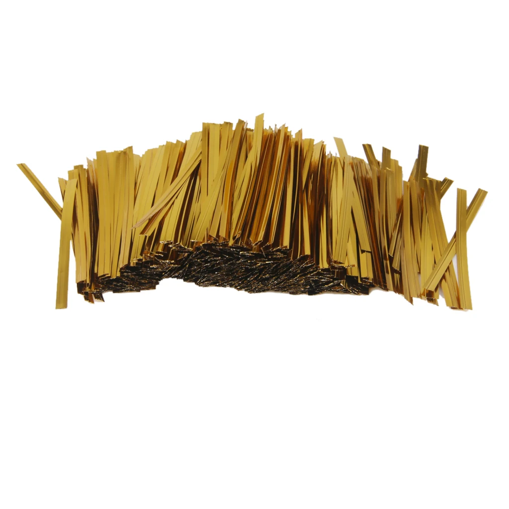 Generic Metallic Twist Ties for Candy Lollipop Cello Bag Gold Pack Of 800
