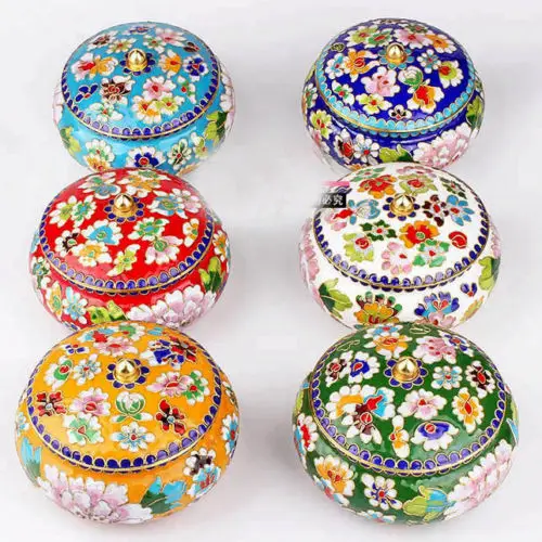 

Exotic Chinese 100%Handmade Vintage Cloisonne Storage Tank Jewerly Box Gift Box