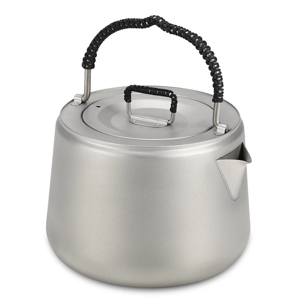 Lixada 1.4L Titanium Tea Pot Ultralight Outdoor Camping Hiking Water Kettle Coffee Pot Teapot Kettle Pot Outdoor Kettle