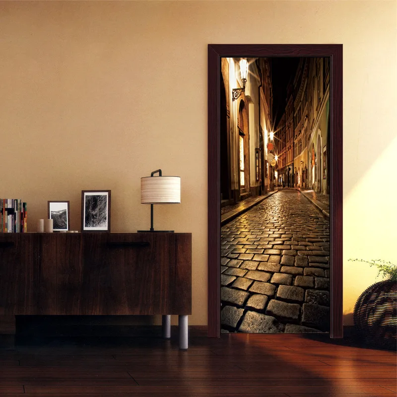 77x200 см 3D осенние листья, наклейки на дверь для спальни, гостиной, красивый пейзаж, настенная наклейка, домашний декор, клейкие обои