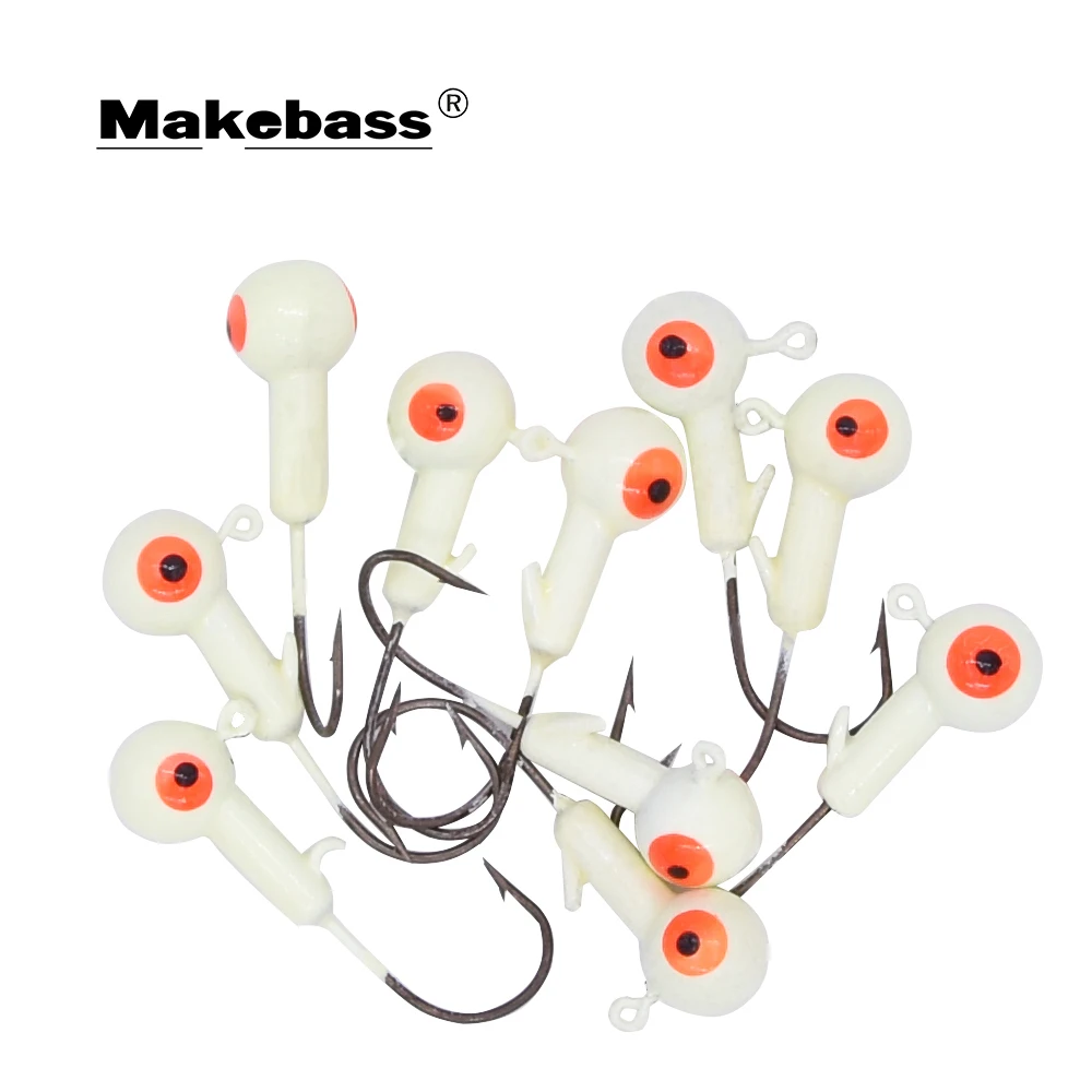 

MAKEBASS 10pcs Round Jig Head Hooks Set, Fishing Lead Lures Bait Fishing Tackle for Saltwater/Freshwater