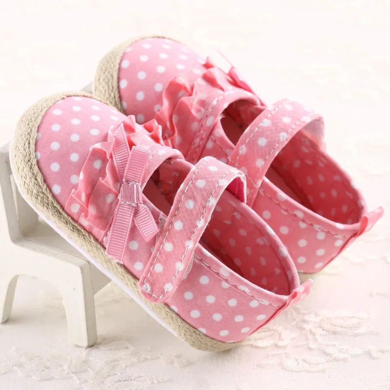 Sweet Polka Dots Baby Girls Princess Shoes Ruffle Toddler Kids Soft