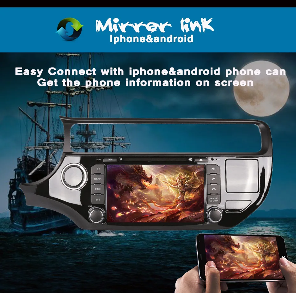 Perfect Android 9.0 RAM 4GB 2 DIN 1024*600 For KIA Rio K3 2015 2016 2017 2018 Car DVD Player Navigation GPS 3/4G Radio Tape Recorder 12