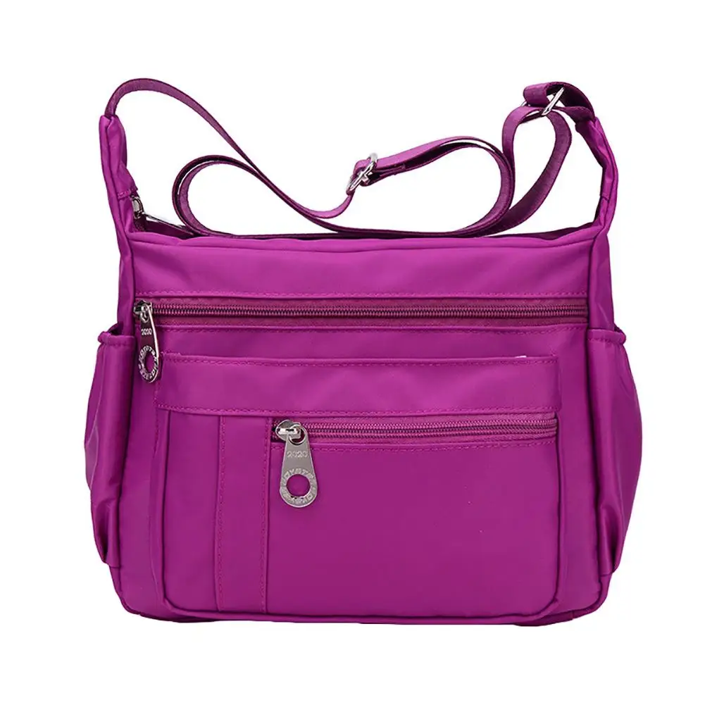 

Hot!!! Women Solid Color Wide Strap Waterproof Zipper Crossbody Shoulder Nylon Bag