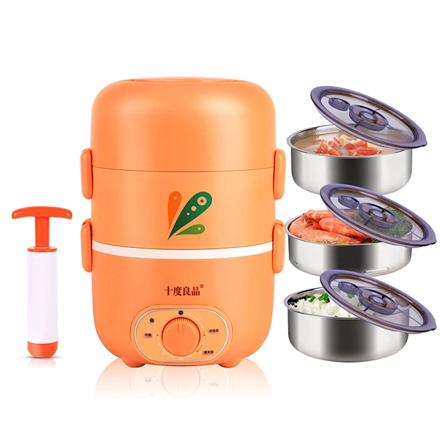 

Electric Heating Lunch Box Lunch Box Three Layers Stainless Steel Insulation Food Container Timing Cooking Electric Rice Cooker
