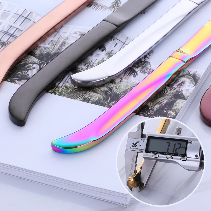  Stainless Steel Rainbow Steak Knife Sharp Table Knives Set Restaurant Cutlery Dinner Knife Black St
