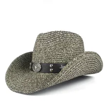 Женская и мужская открытая западная ковбойская шляпа женская летняя соломенная шляпа Sombrero Hombre пляжная ковбойская джаз шляпа от солнца Размер 57-59 см