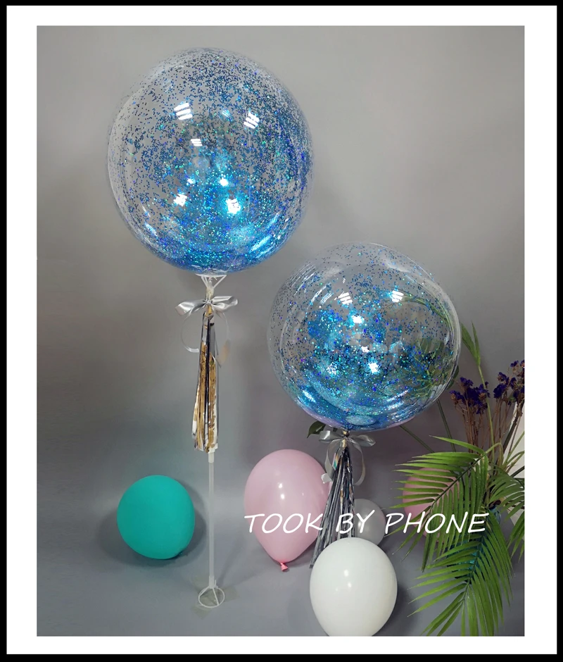 Принцесса замороженная тема Синий Блеск День рождения пузырь шар набор из 2 1" прозрачный Круглый DIY не гелиевые шары