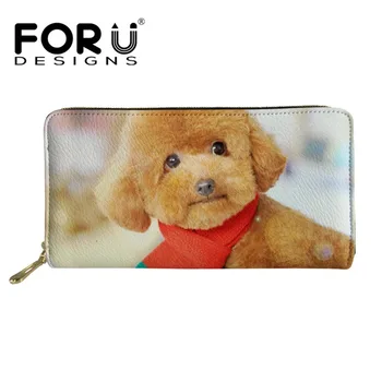 

FORUDESIGNS New Luxury Design Women Girl Long Wallet 3D Teddy Print Fashion Pocket Leather Clutch Bag Casual Business Card Purse