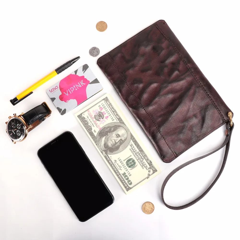 

Men Wallet Genuine Leather Purse Men's Clutch Wallets Handy Bags Business Clutch Male Leather Cellhone Pocket Capacity Bag