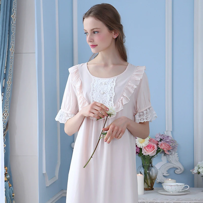 Loose Sleepwear Cotton100 Big Size Women Nightdress Summer Autumn