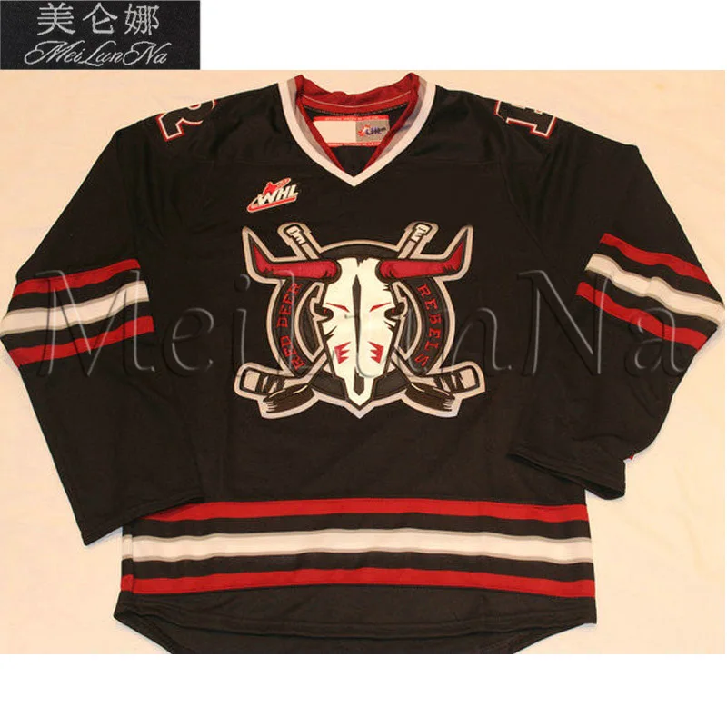 

MeiLunNa Custom WHL Red Deer Rebels Jerseys 3 Dion Phaneuf 16 Grayson Pawlenchuk 9 Conner Bleackley Sewn On Any Name NO.Size
