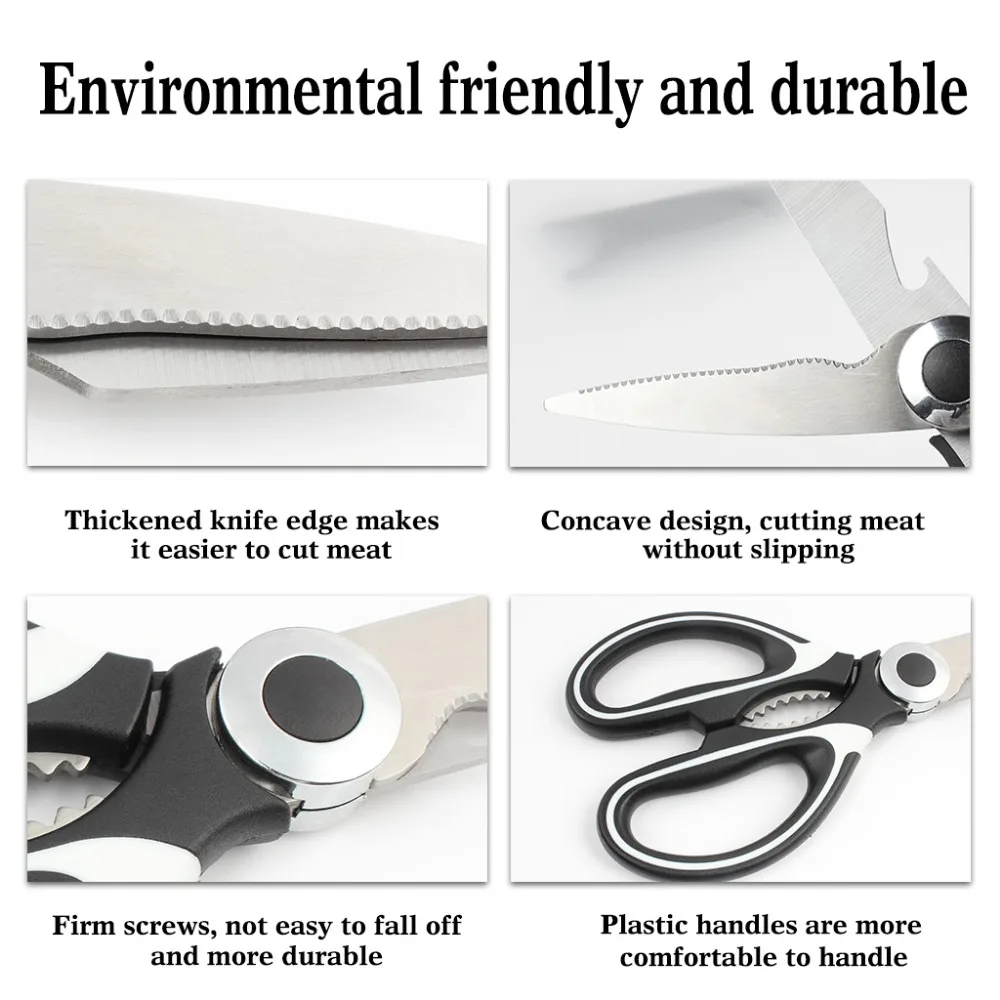 Kitchen Shears Heavy Duty Stainless Steel Multipurpose Ultra Sharp Kitchen Scissors for Chicken Vegetable Seafood Bones (4)