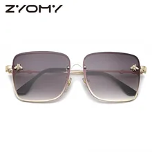 С большой оправой Для женщин солнцезащитные очки, прозрачные линзы в виде маленькой пчелы квадратный дизайнерские женские солнцезащитные очки, Oculos De sol Gafas