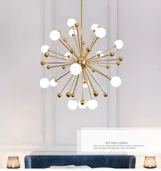 Nordic светодио дный еды подвесные светильники постмодерн творческой личности Одуванчик стеклянный шар Американский простой спальня
