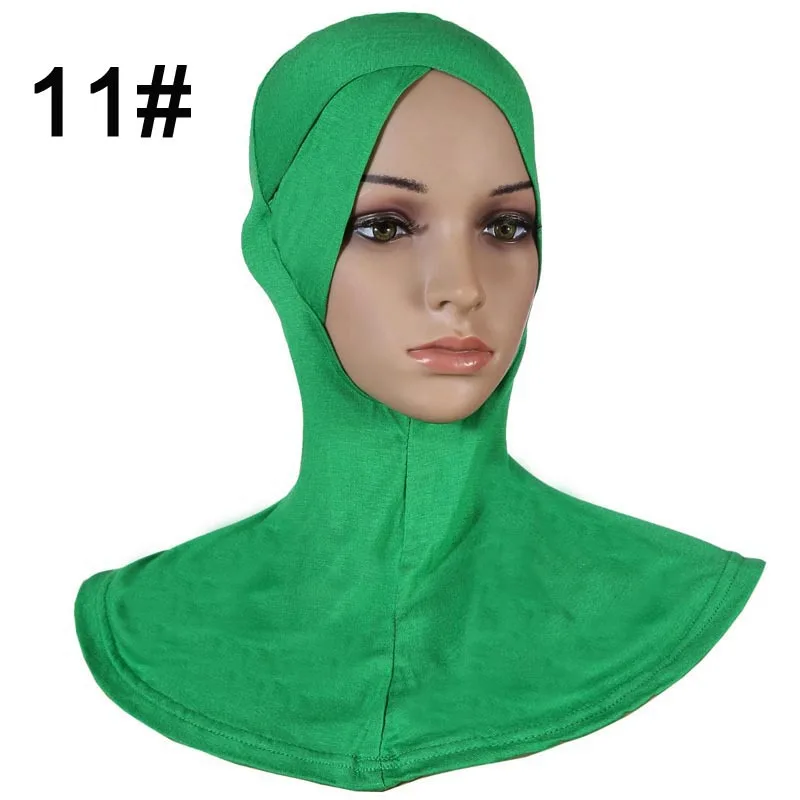 Muslim long single cross design hijab 11 green