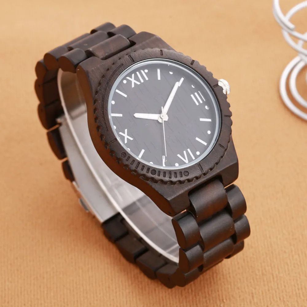 Модные часы из натурального черного дерева унисекс для мужчин женщин лучший бренд класса люкс водостойкие сандалового дерева наручные