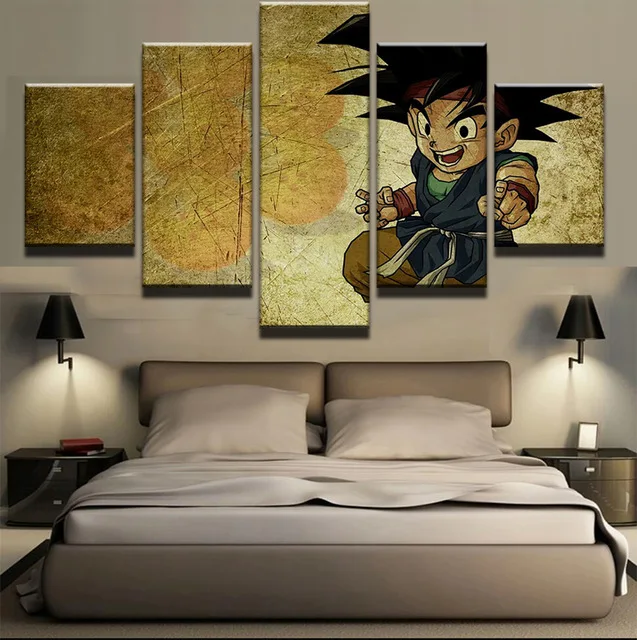 5 Pieces Sets Canvas Art Paintings Panel Little Boy Goku 5 Pieces Sets Canvas Art Paintings Panel Little Boy Goku Dragon Ball Decorations For Home Wall Prints A211 In Painting Calligraphy