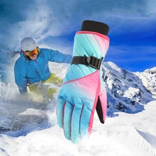 Женские зимние теплые лыжные перчатки Сноуборд перчатки открытый экран сенсорные перчатки непромокаемые зимние ветрозащитные лыжные перчатки анти-холодная