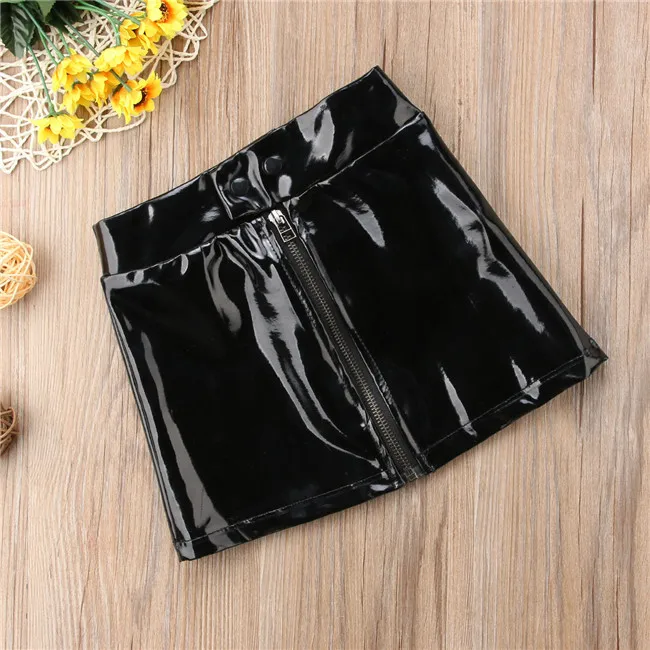 Юбка карандаш из искусственной кожи для маленьких девочек праздничная юбка на